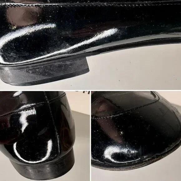Vintage Gruppo Italiano for Saks Patent Leather Loafers Laila Black Gold Bit 9.5 - Picture 8 of 13
